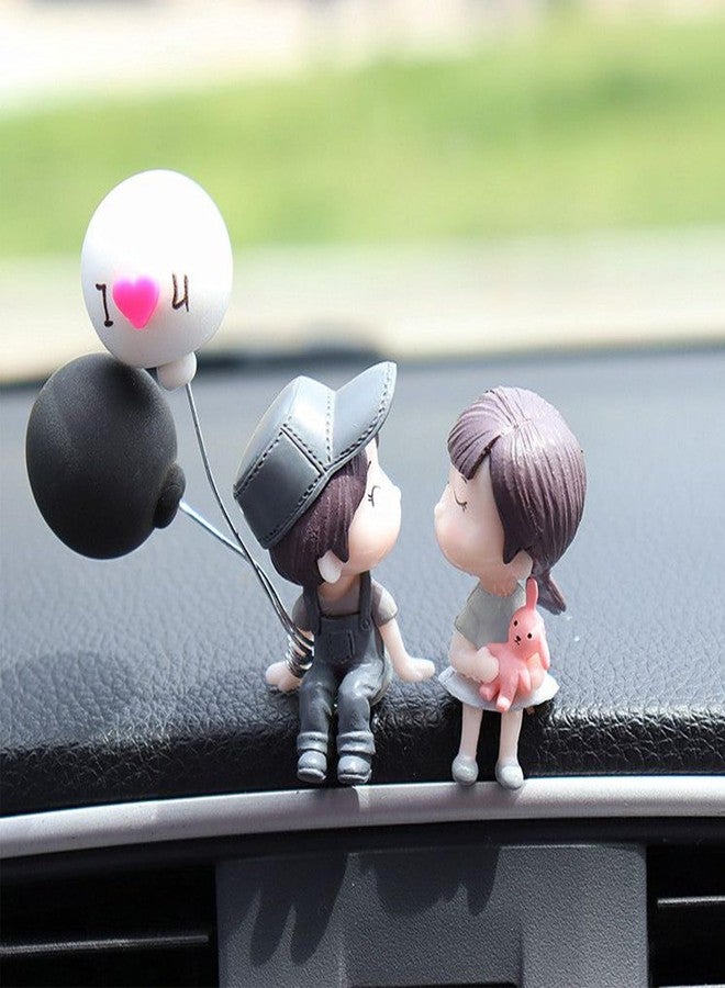 Japelessor Cute Cartoon Couple Design Car Ornament - Car Dashboard Decorations, Kissing Couple Figure Figurines Balloon Ornaments (B) - Image 1